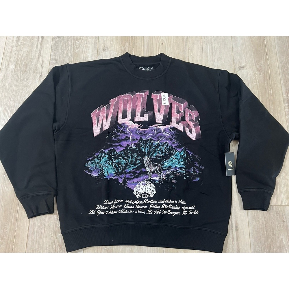 Darc Sport Wolf Club Guardians Vintage London Crewneck Sz L 505-1000.